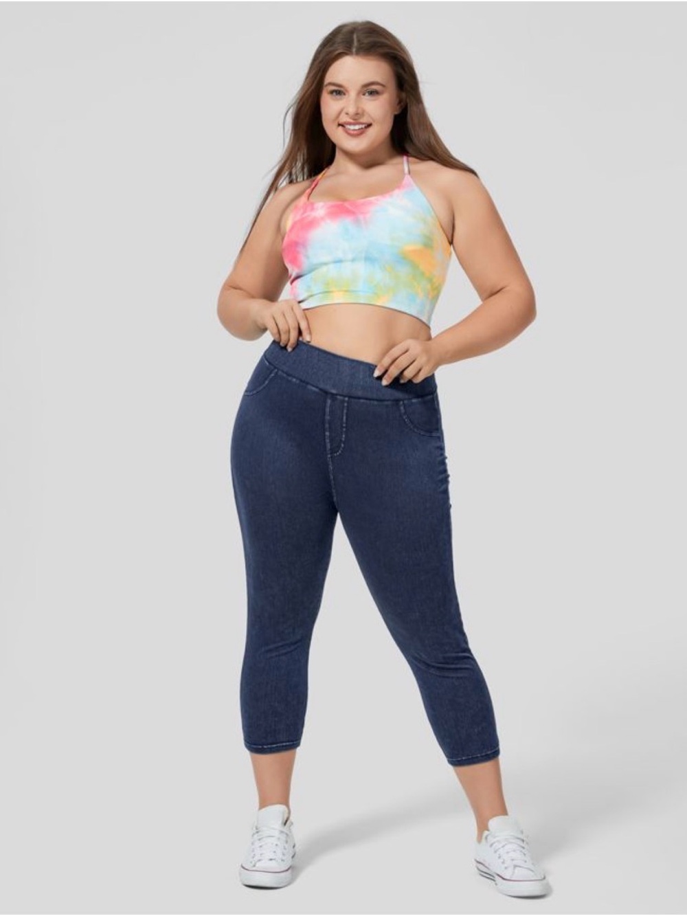 Halara Flex™ High Waisted Pocket Dark Denim Capri Plus Size Casual Leggings 3X